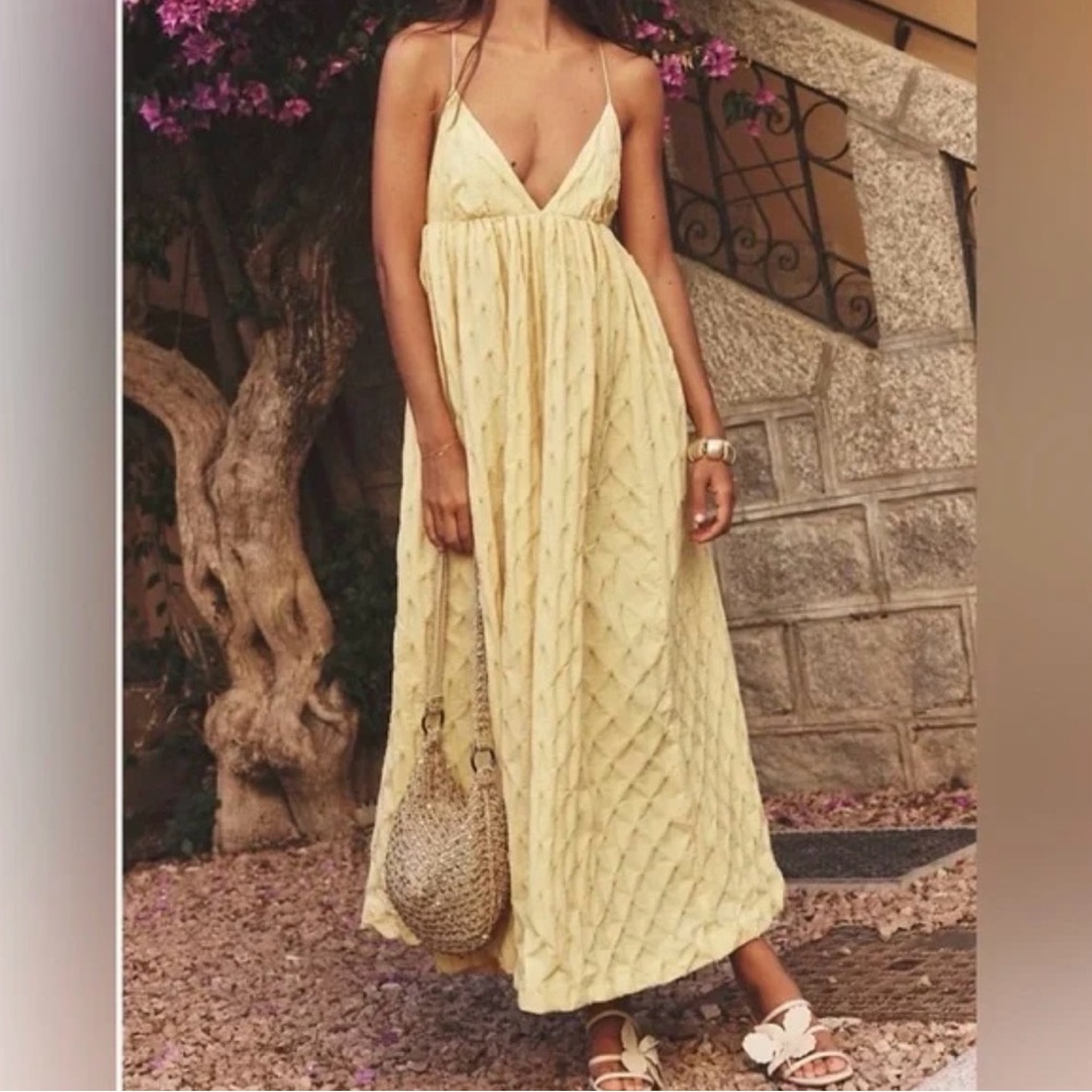 Free People Yellow Midi Dress